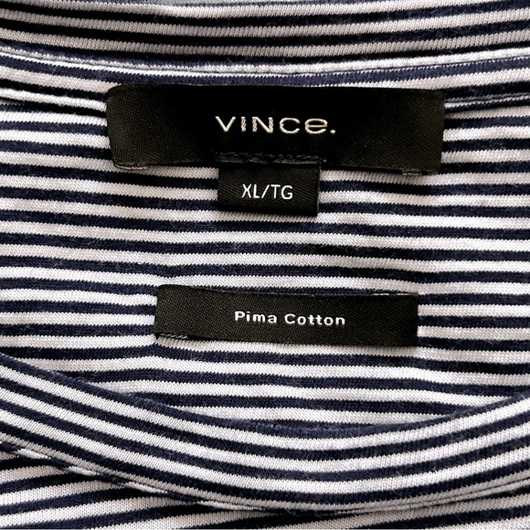 Vince Short Sleeve Striped Cotton Crewneck Tee - Picture 4 of 8